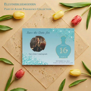 Türkisfarbenes Blau Glitter Paris Duftstudio Sweet Save The Date