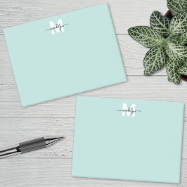 Türkisfarbenes Blau Monogramm Post-it Klebezettel