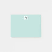 Türkisfarbenes Blau Monogramm Post-it Klebezettel (Vorderseite)