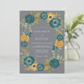 Türkisfarbenes Boho-Hochzeitsdesign Einladung (Stehend Vorderseite)