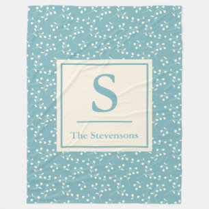 Türkisfarbenes botanisches Zweig-Monogramm persona Fleecedecke