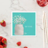 Türkisfarbenes Brautparty Mason Jar & Babys Atem Serviette (Beispiel)