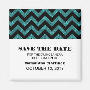 Türkisfarbenes Chevron Glitter Quinceañera Magnet