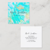 türkisfarbenes Design Quadratische Visitenkarte (Vorne/Hinten)