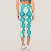 Türkisfarbenes Diamantmuster Capri Leggings (Rückseite)