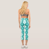 Türkisfarbenes Diamantmuster Capri Leggings (Rückseite)