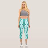 Türkisfarbenes Diamantmuster Capri Leggings (Vorderseite)