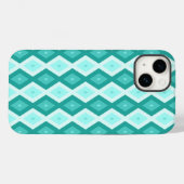 Türkisfarbenes Diamantmuster Case-Mate iPhone Hülle (Rückseite (Horizontal))