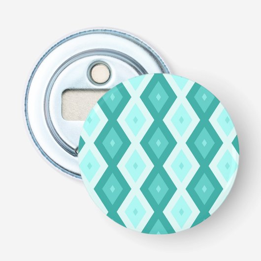 Türkisfarbenes Diamantmuster Flaschenöffner (Vorderseite)