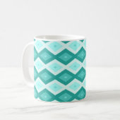 Türkisfarbenes Diamantmuster Kaffeetasse (Vorderseite Links)