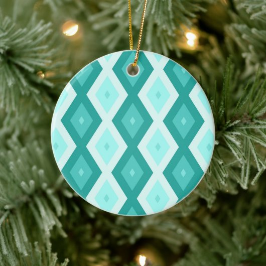 Türkisfarbenes Diamantmuster Keramik Ornament (Baum)