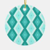 Türkisfarbenes Diamantmuster Keramik Ornament (Vorne)
