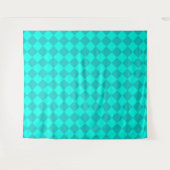 Türkisfarbenes Diamantmuster mit Karos Wandteppich (Vorderseite (Horizontal))