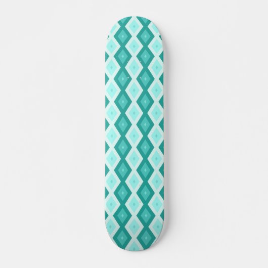 Türkisfarbenes Diamantmuster Skateboard (Vorne)