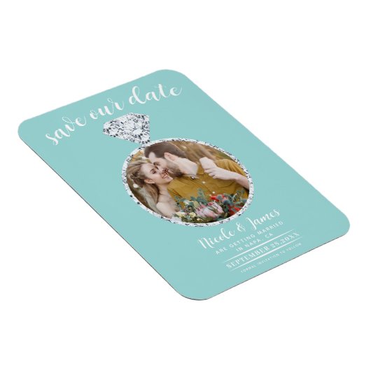 Türkisfarbenes Diamantring-Blende-Foto Save the Da Magnet (Rechte Seite)