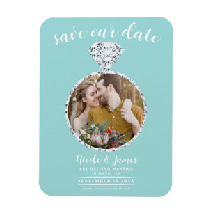 Türkisfarbenes Diamantring-Blende-Foto Save the Da Magnet