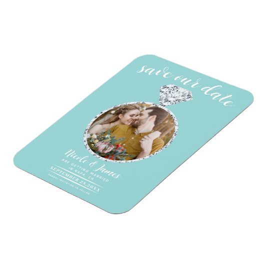 Türkisfarbenes Diamantring-Blende-Foto Save the Da Magnet (Linke Seite)