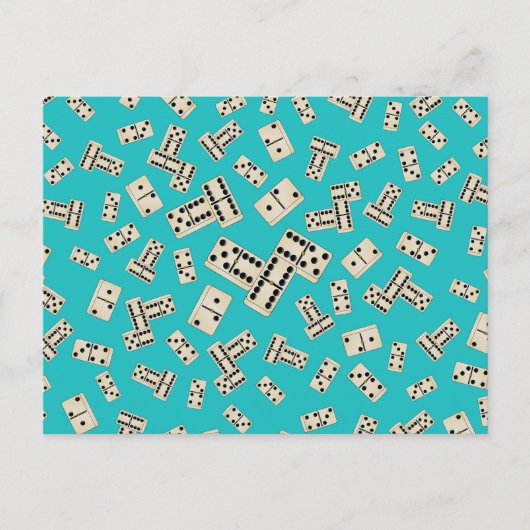 Türkisfarbenes Dominomuster Postkarte (Vorderseite)