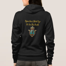 Türkisfarbenes drittes Auge Hamsa Zip Hoodie