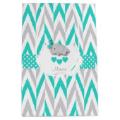 Türkisfarbenes Elefantendesign - Babydusche Mittlere Geschenktüte (Vorderseite)