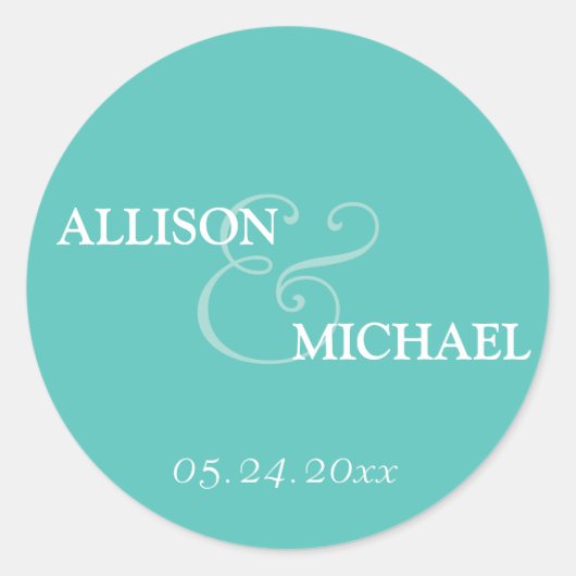 Türkisfarbenes Etikett für Ampere und Gastgeschenk Runder Aufkleber (Vorderseite)