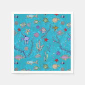 Türkisfarbenes Fischmuster Serviette (Vorderseite)