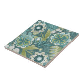 Türkisfarbenes florales Boho-Botanikmuster Fliese (Seite)