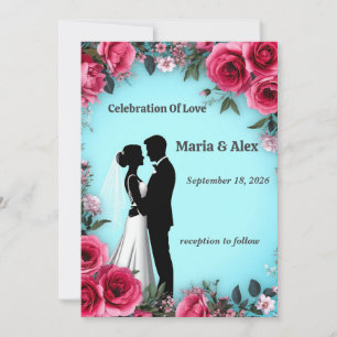 💍 Türkisfarbenes florales Hochzeitsdesign mit Paa Dankeskarte