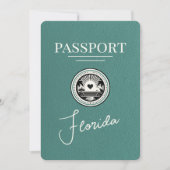 Türkisfarbenes Florida Reisepass Save The Date (Vorderseite)