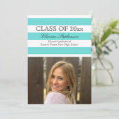 Türkisfarbenes Foto Abschluss Ankündigung (Stehend Vorderseite)