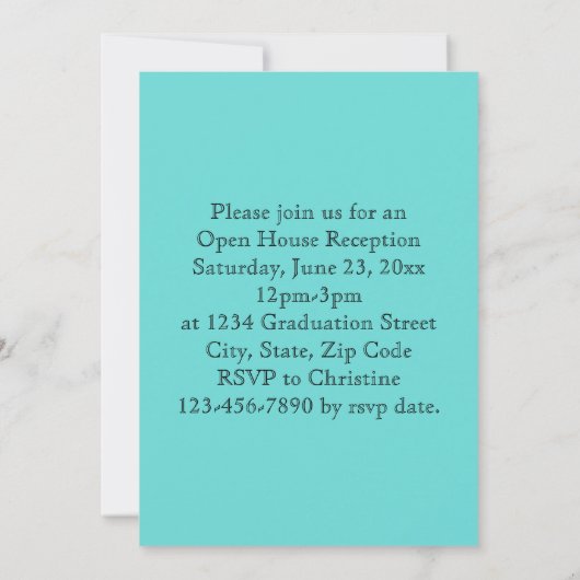 Türkisfarbenes Foto Abschluss Ankündigung (Rückseite)