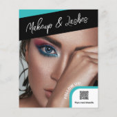 Türkisfarbenes Foto Collage Logo QR Makeup Werbung Flyer (Hinten)