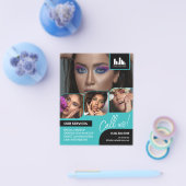 Türkisfarbenes Foto Collage Logo QR Makeup Werbung Flyer (Einzeln)