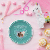 Türkisfarbenes Foto zum 11. Hochzeitstag Pappteller (Party)