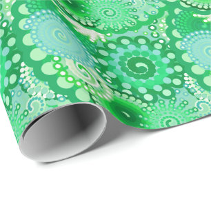 Türkisfarbenes Fraktal, Aqua, Jade Geschenkpapier