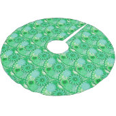 Türkisfarbenes Fraktal, Aqua, Jade Polyester Weihnachtsbaumdecke (Schrägansicht)