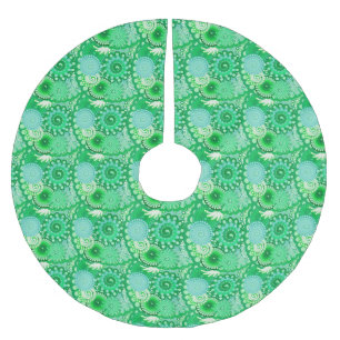 Türkisfarbenes Fraktal, Aqua, Jade Polyester Weihnachtsbaumdecke