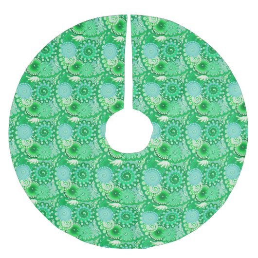 Türkisfarbenes Fraktal, Aqua, Jade Polyester Weihnachtsbaumdecke (Vorderseite)