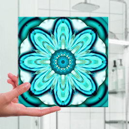 Türkisfarbenes Fraktal Blume Badezimmer Tile Fliese