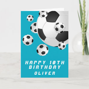 Türkisfarbenes Fußball-Ball Kinder Junge Happy Bir Karte