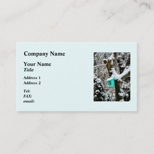 Türkisfarbenes Geburtshaus im Winter Visitenkarte (Vorderseite)