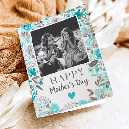 Türkisfarbenes Gedicht Foto Muttertag Karte