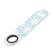 Türkisfarbenes geometrisches Muster Speed Flaschenöffner (Vorderseite Schrägansicht)