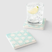 Türkisfarbenes geometrisches Muster Steinuntersetzer (Seitenansicht)