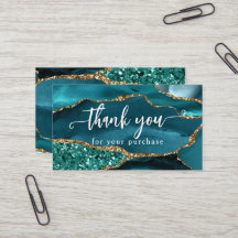 Türkisfarbenes Glamour Glitter Achat Danke Kunden