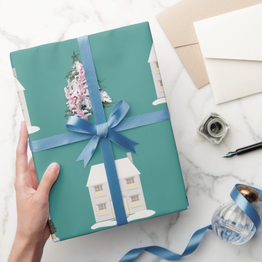 Türkisfarbenes, glänzendes Weihnachtspapier mit 30 Geschenkpapier (Schenken)