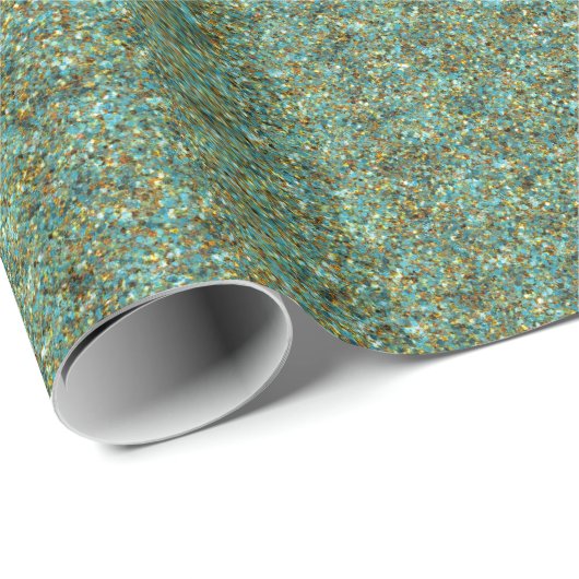 Türkisfarbenes Glitzer-GIFT-WRAPPING-PAPIER Geschenkpapier (Rolleneckpunkt)