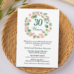 Türkisfarbenes Gold Rosa Eukalyptus 30. Hochzeitst Einladung