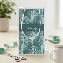 Türkisfarbenes grünes Wasserfarben-Tropenblatt-Mon Kleine Geschenktüte