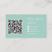Türkisfarbenes HaarkMake-Foto erster QL-Code Visitenkarte (Rückseite)